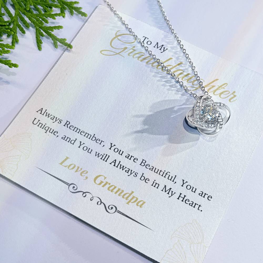 To My Beautiful Granddaughter Love Knot Necklace – Always Remember — product image 7