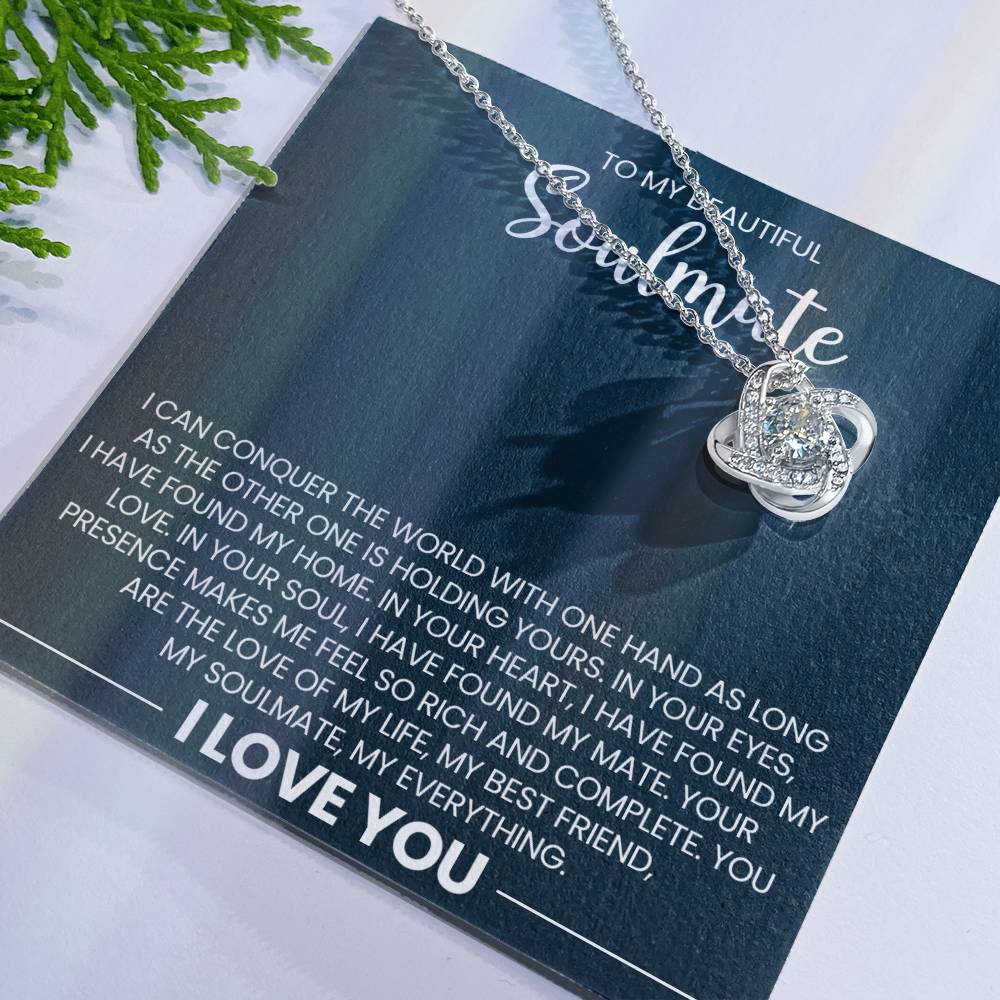 To My Beautiful Soulmate Love Knot Necklace – Conquer the World Together — product image 23