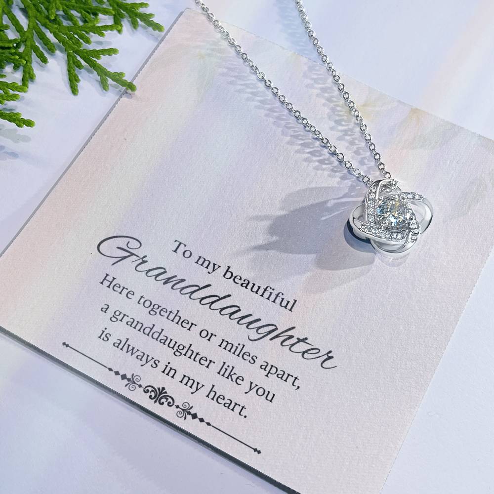 To My Granddaughter Love Knot Necklace – Together or Miles Apart — product image 7