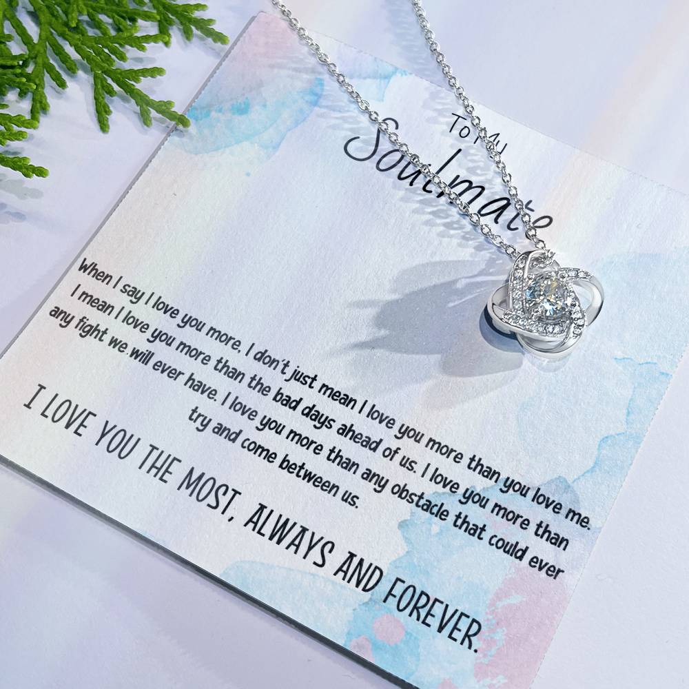 To My Soulmate Necklace for Women Gift From Husband Say I Love You The Most - My Soulmate Love Knot Necklace Gifts for Her Anniversary Future Wife Necklace Romantic Gifts For My Wife with Card & Box