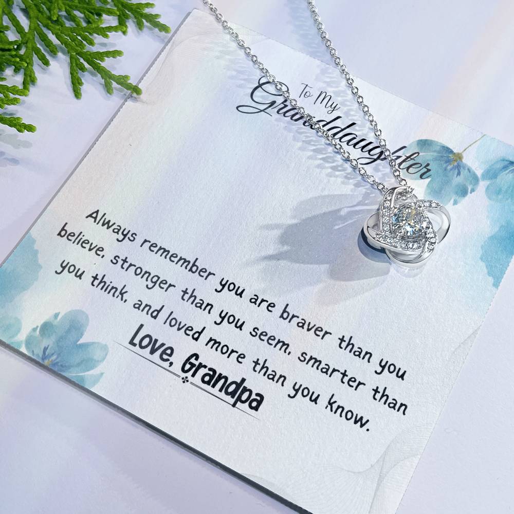 To My Granddaughter Necklace From Grandpa Love Knot Necklace for Girls