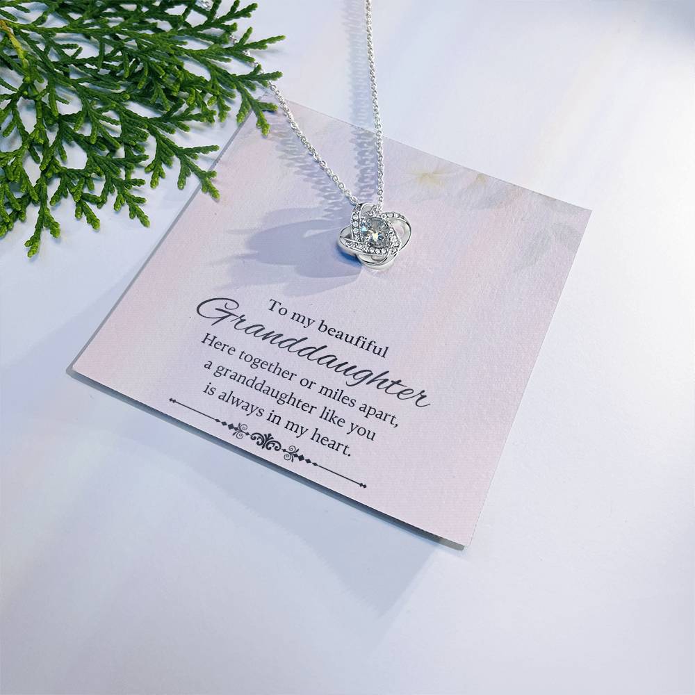 To My Beautiful Granddaughter Love Knot Necklace – Together or Miles Apart — product image 1