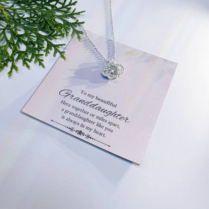 To My Beautiful Granddaughter Love Knot Necklace – Together or Miles Apart — product thumbnail 1
