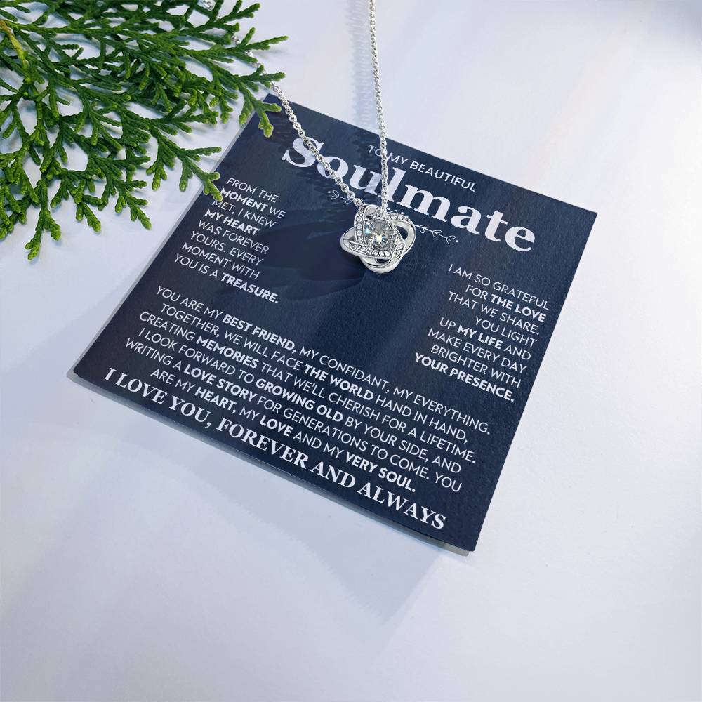 To My Beautiful Soulmate Love Knot Necklace – Together Hand in Hand — product image 1