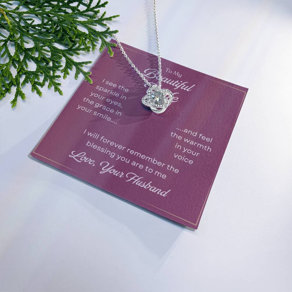 To My Beautiful Wife Love Knot Necklace – My Greatest Blessing — product image 1