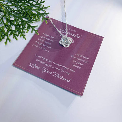 To My Beautiful Wife Love Knot Necklace – My Greatest Blessing — product thumbnail 1
