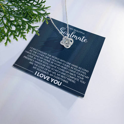 To My Beautiful Soulmate Love Knot Necklace – Conquer the World Together — product thumbnail 35