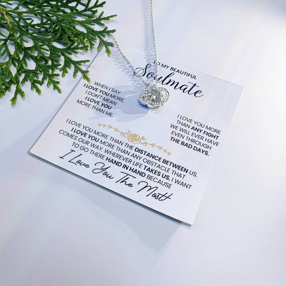 To My Soulmate Love Knot Necklace – I Love You More — product image 1