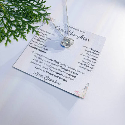 To My Beautiful Granddaughter Love Knot Necklace – Never Forget I Love You — product thumbnail 1