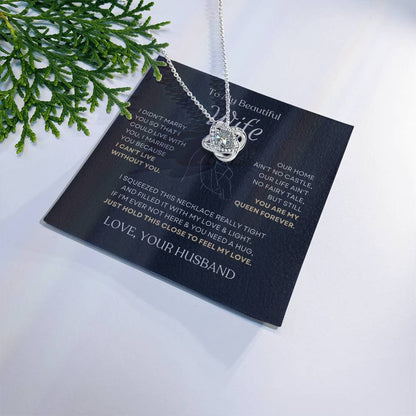 To My Beautiful Wife Love Knot Necklace – I Can't Live Without You — product thumbnail 1