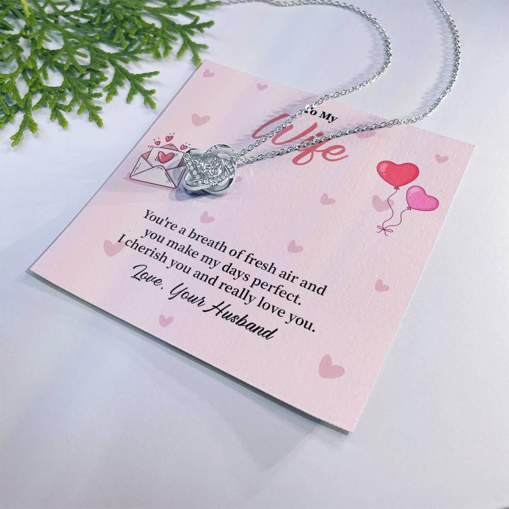 To My Wife  Birthday, Anniversary, Valentines Love Knot Necklace Gift 