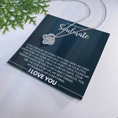 To My Beautiful Soulmate Love Knot Necklace – Conquer the World Together — product thumbnail 26