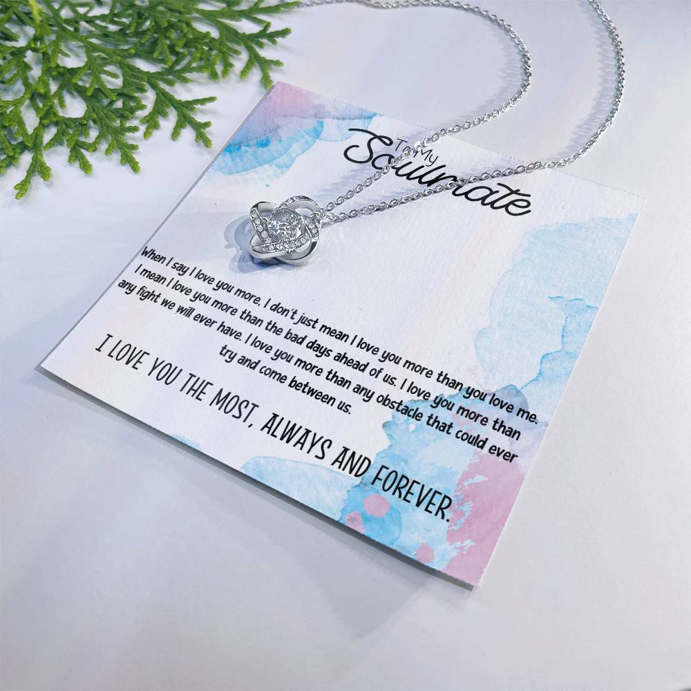 To My Soulmate Necklace for Women Gift From Husband I Love You More - My Soulmate Love Knot Necklace Gifts for Her Anniversary Future Wife Necklace Romantic Gifts For My Wife with Card & Box