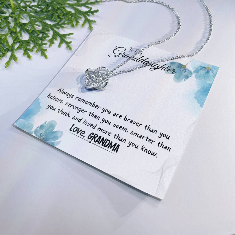 To My Granddaughter Necklace From Grandma Love Knot Necklace for Girls