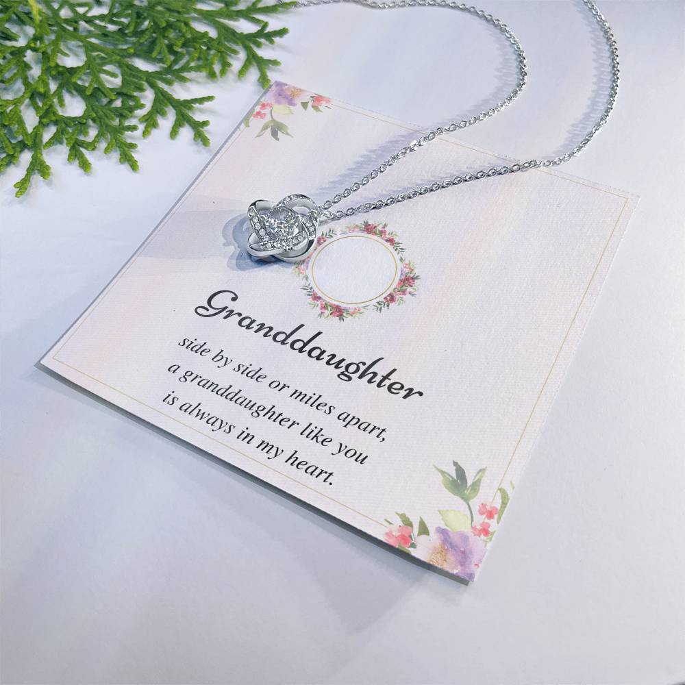 To My Granddaughter Love Knot Necklace – Side by Side or Miles Apart — product image 10