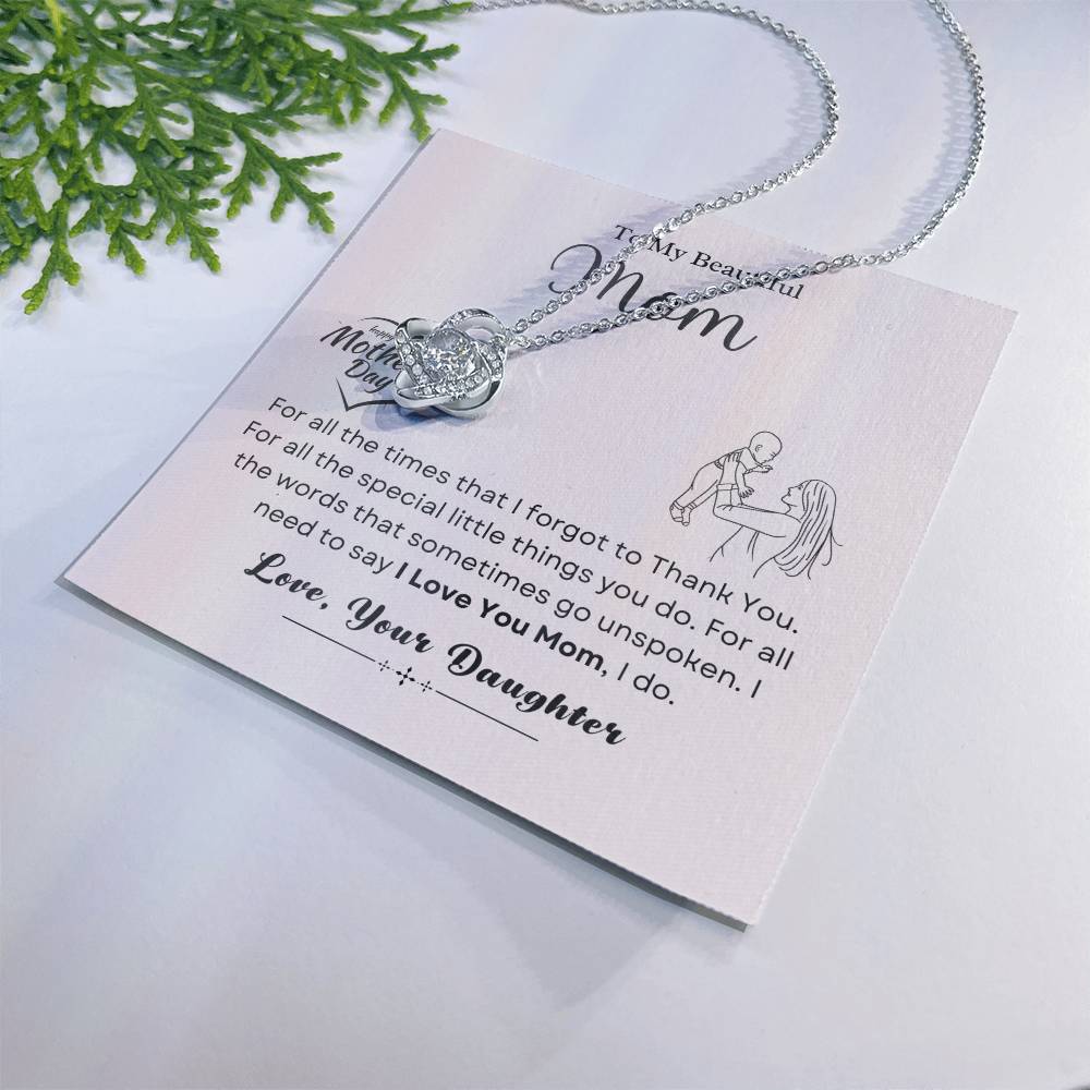 To My Mom Love Knot Necklace – Thank You Gift from Daughter