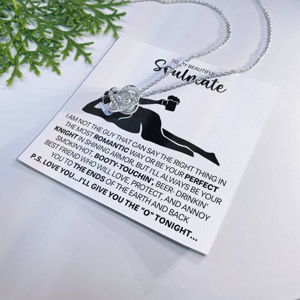 To My Beautiful Soulmate Necklace for Women, Girlfriend - My Soulmate Love Knot Necklace Gifts for Her Anniversary Future Wife Gift From Beer Lover Boyfriend to Girl Friend Necklace with Card & Box