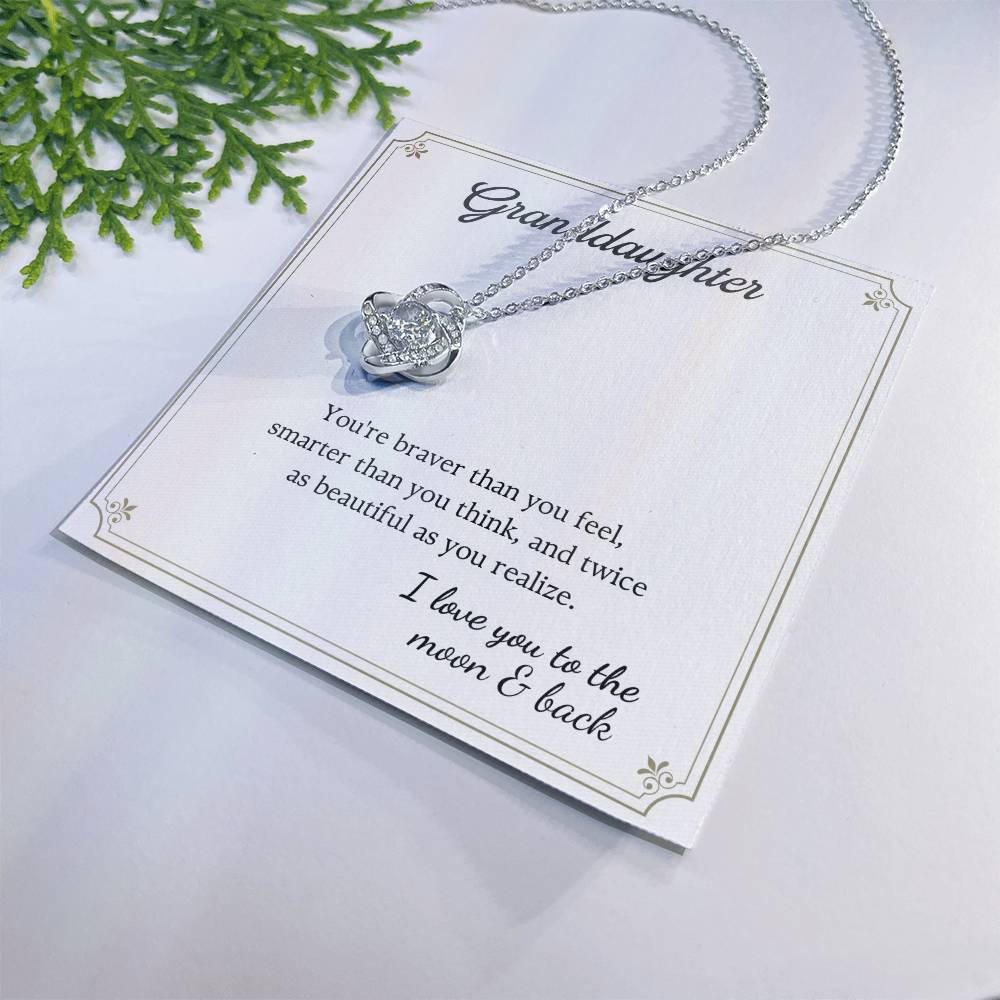 To My Granddaughter Love Knot Necklace – Braver Than You Feel — product image 10