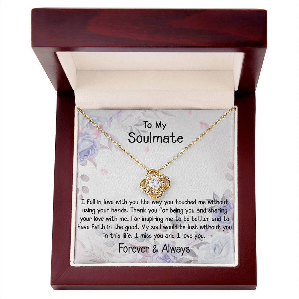 To My Soulmate Gift Love Knot Silver Necklace With Beautiful Message C