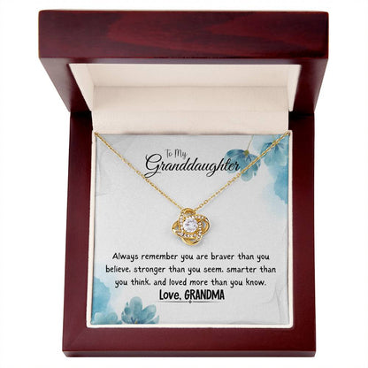 To My Granddaughter Necklace From Grandma Love Knot Necklace for Girls