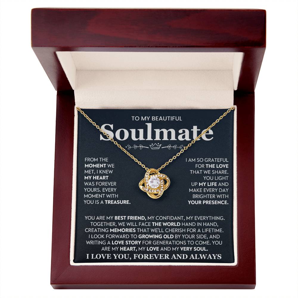 To My Beautiful Soulmate Necklace for Women, Girlfriend- My Soulmate Love Knot Necklace Gifts for Her Anniversary Future Wife You Are My Best Friend Girl Friend Necklace with Card & Box