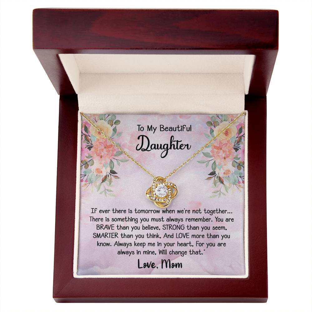 To My Daughter Love Knot Necklace Gift With Beautiful Message Card - B