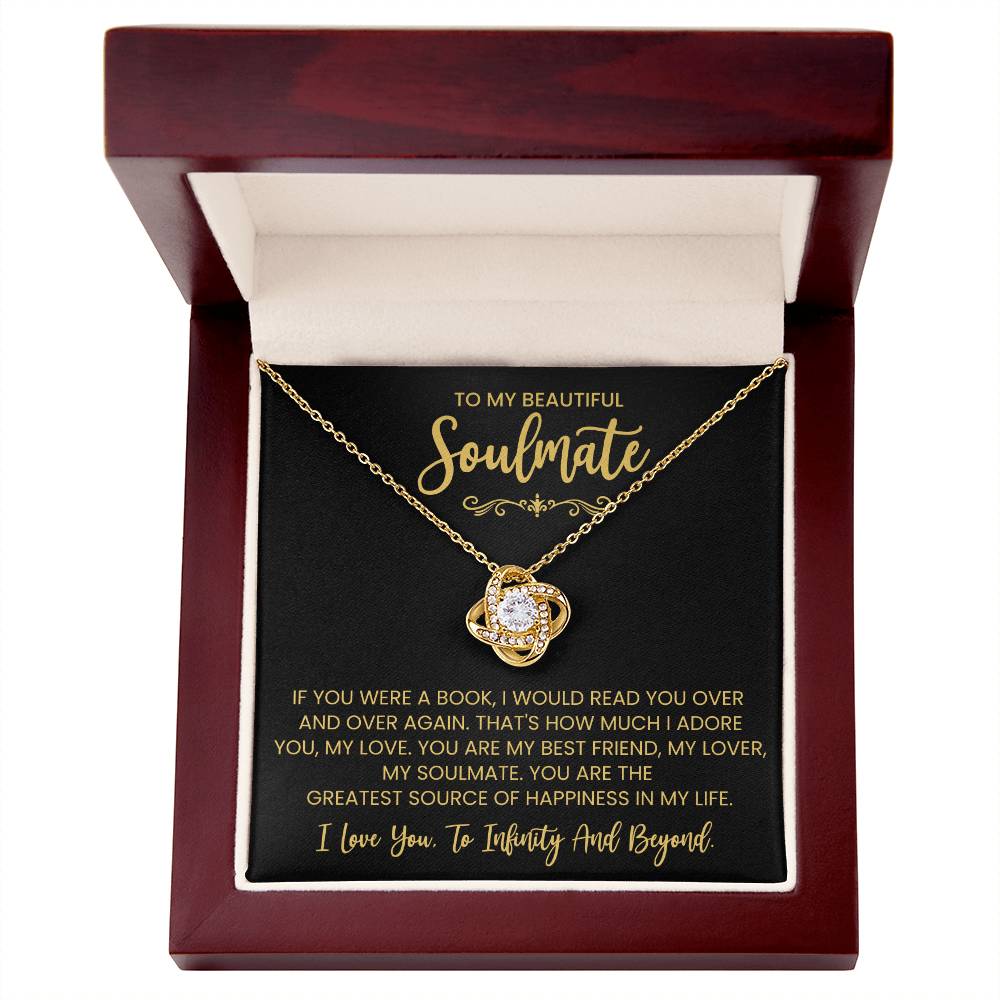 To My Beautiful Soulmate Necklace for Women, Girlfriend- My Soulmate Love Knot Necklace Gifts for Her Anniversary Future Wife You are My BestFriend My Lover Girl Friend Necklace with Card & Box