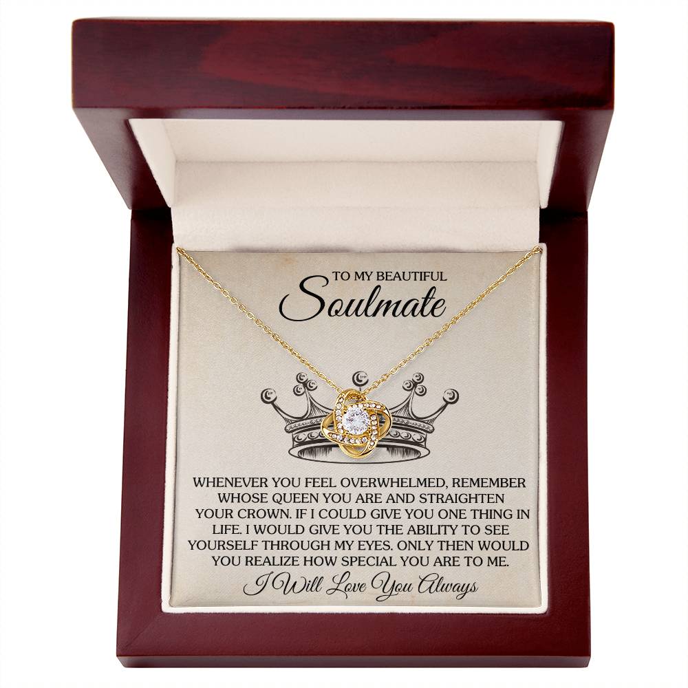 To My Beautiful Soulmate Necklace for Women, Girlfriend- My Soulmate Love Knot Necklace Gifts for Her Anniversary Future Wife Special You Are to Me Girl Friend Necklace with Card & Box