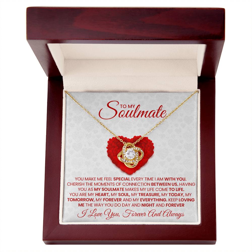 To My Soulmate Valentine's Day Couple Necklace for Wife Women, Girlfriend Queen You Are - My Soulmate Love Knot Necklace Gifts for Her Anniversary Future Wife Girl Friend Necklace with Card & Box