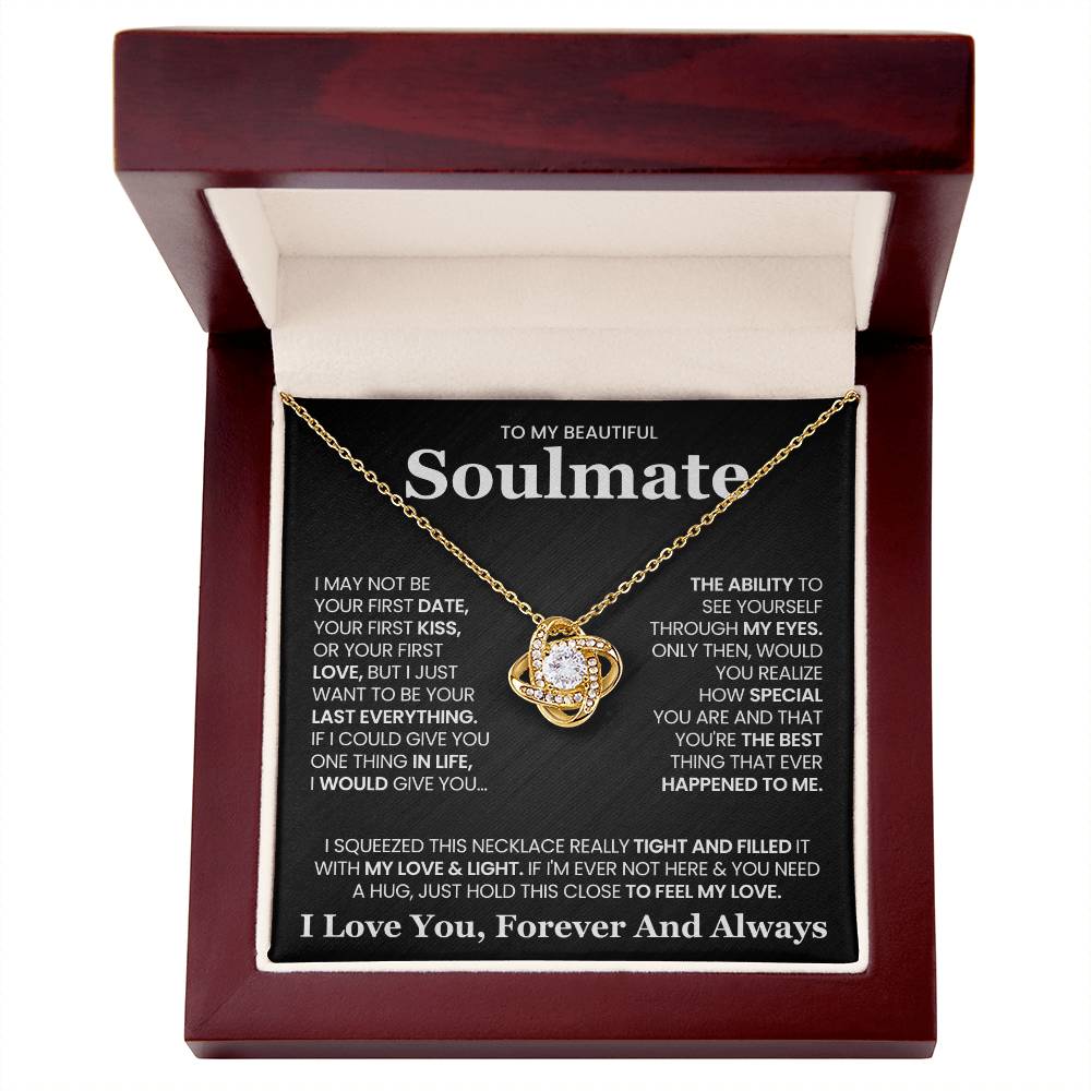 To My Beautiful Soulmate Necklace for Wife Women, Girlfriend Feel My Love - My Soulmate Love Knot Necklace Gifts for Her Anniversary Future Wife Girl Friend Necklace with Card & Box