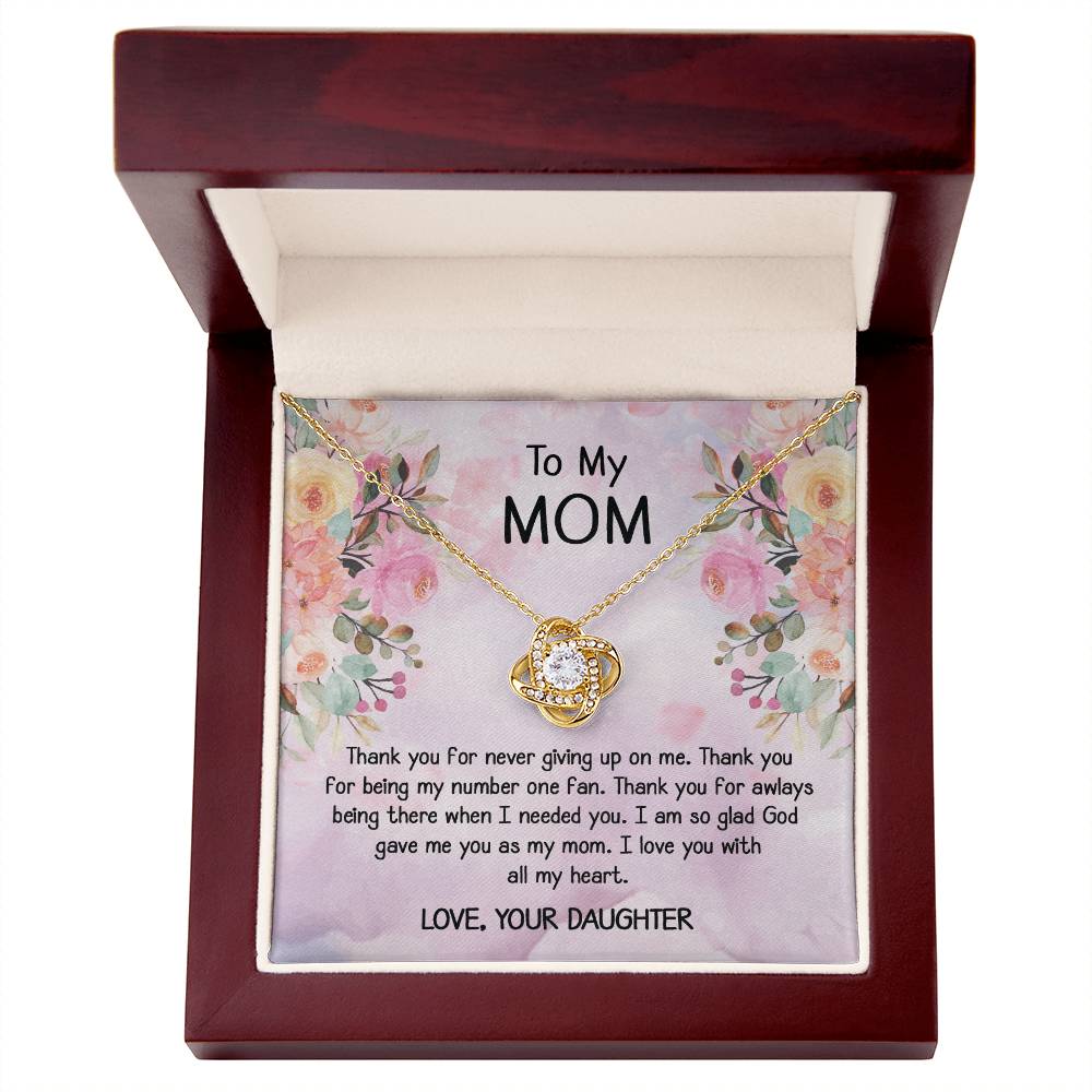 To My Mom Gift Love Knot Necklace From Daughter With Message Card Moth