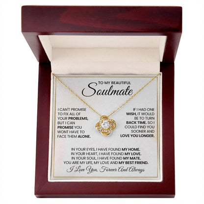 To My Beautiful Soulmate Necklace for Women, Girlfriend- My Soulmate Love Knot Necklace Gifts for Her Anniversary Future Wife My Love My Mate My Bestfriend Girl Friend Necklace with Card & Box