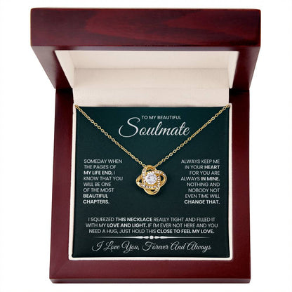 To My Beautiful Soulmate Necklace for Women, Girlfriend- My Soulmate Love Knot Necklace Gifts for Her Anniversary Future Wife Beautiful Chapter Girl Friend Necklace with Card & Box