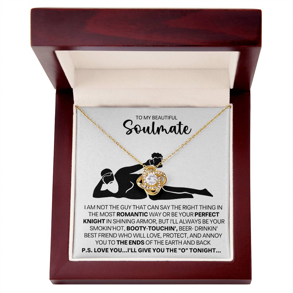 To My Beautiful Soulmate Necklace for Women, Girlfriend - My Soulmate Love Knot Necklace Gifts for Her Anniversary Future Wife Gift From Beer Lover Boyfriend to Girl Friend Necklace with Card & Box