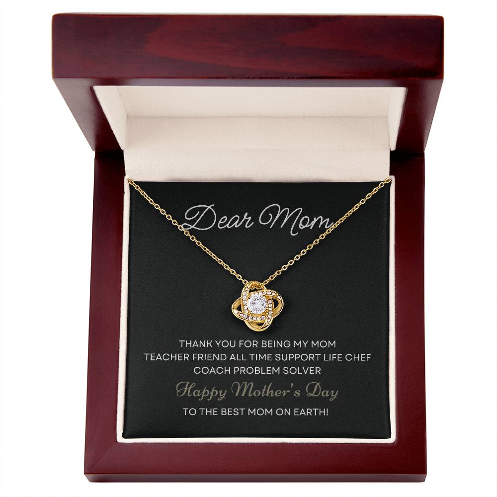 Dear Mom Thank You For Being My Mom | Love Knot Necklace From Daughter With Message Card Mother's Day Necklace Gift for Mom, Mother Necklace, Mom Birthday Present From Daughter