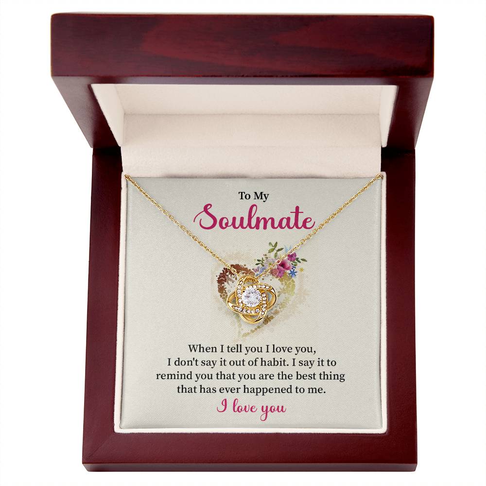 To My Soulmate Necklace for Women Gift From Husband Say I Love You - My Soulmate Love Knot Necklace Gifts for Her Anniversary Future Wife Necklace Romantic Gifts For My Wife with Card & Box