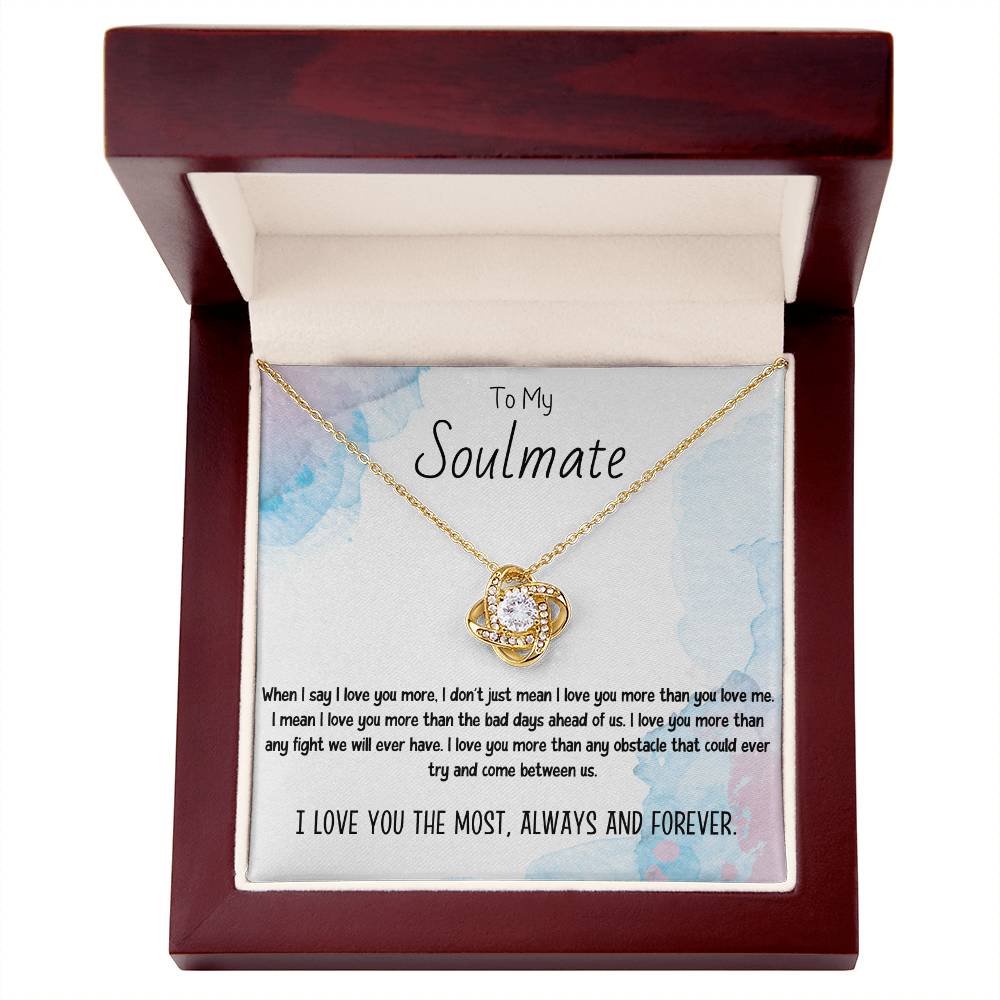 To My Soulmate Necklace for Women Gift From Husband Say I Love You The Most - My Soulmate Love Knot Necklace Gifts for Her Anniversary Future Wife Necklace Romantic Gifts For My Wife with Card & Box