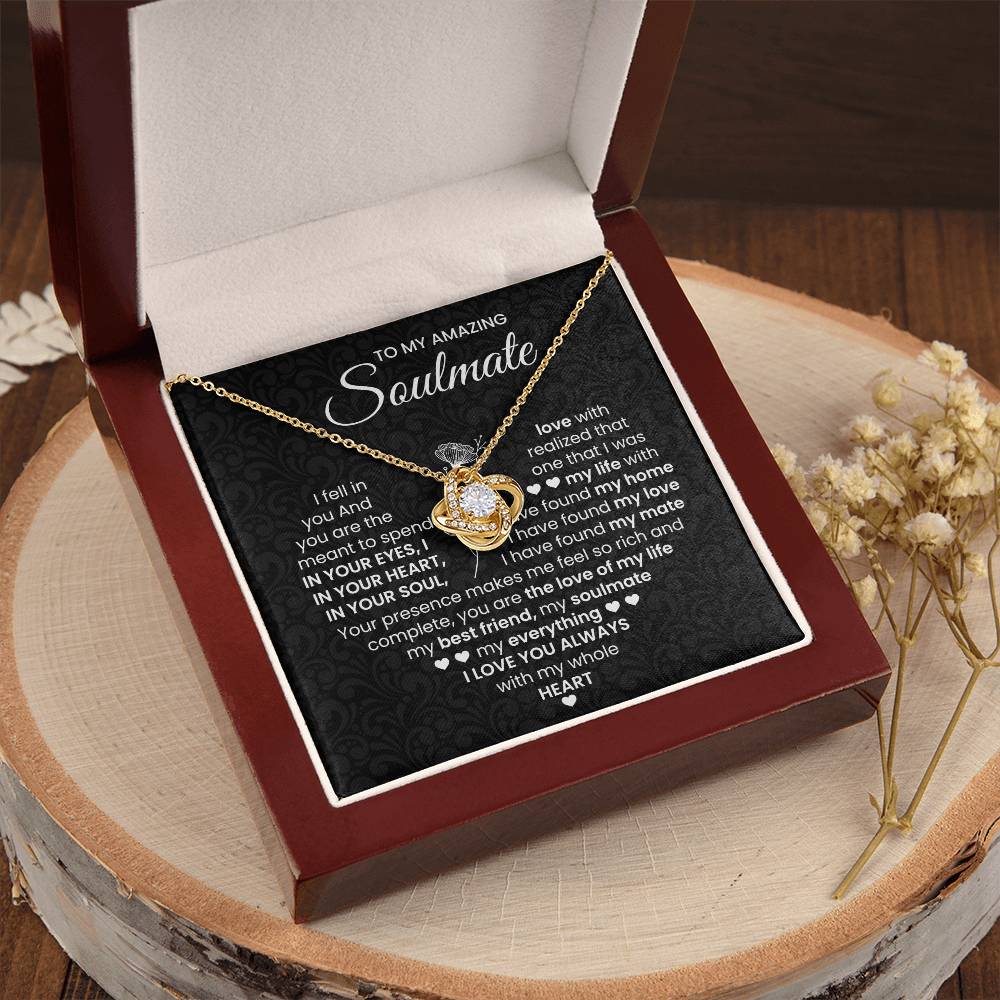 To My Amazing Soulmate Necklace for Women, Girlfriend- My Soulmate Love Knot Necklace Gifts for Her Anniversary Future Wife I Love You Always Girl Friend Necklace with Card & Box