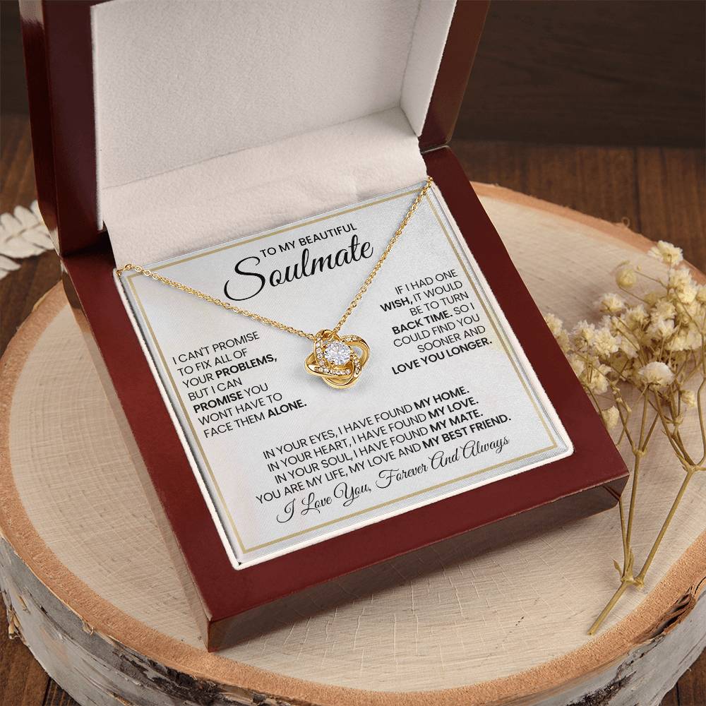 To My Beautiful Soulmate Necklace for Women, Girlfriend- My Soulmate Love Knot Necklace Gifts for Her Anniversary Future Wife My Love My Mate My Bestfriend Girl Friend Necklace with Card & Box