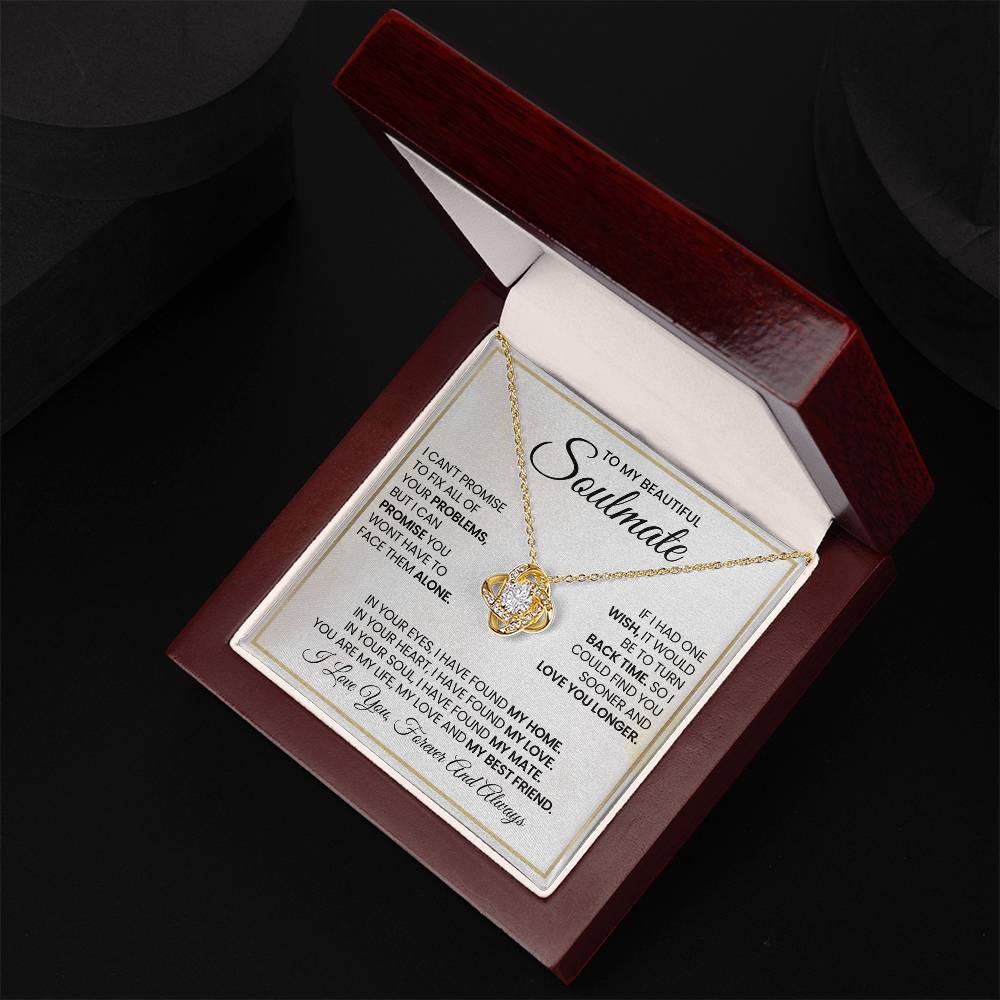 To My Beautiful Soulmate Necklace for Women, Girlfriend- My Soulmate Love Knot Necklace Gifts for Her Anniversary Future Wife My Love My Mate My Bestfriend Girl Friend Necklace with Card & Box