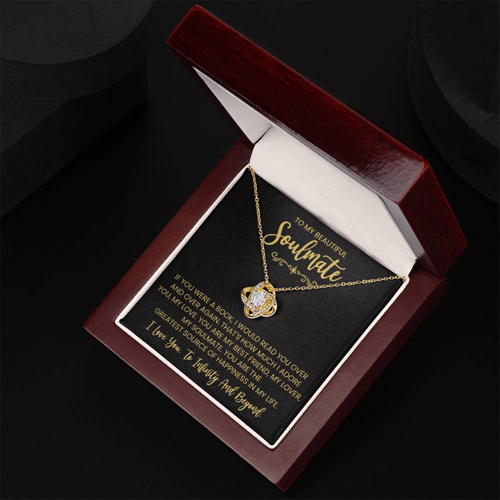 To My Beautiful Soulmate Necklace for Women, Girlfriend- My Soulmate Love Knot Necklace Gifts for Her Anniversary Future Wife You are My BestFriend My Lover Girl Friend Necklace with Card & Box