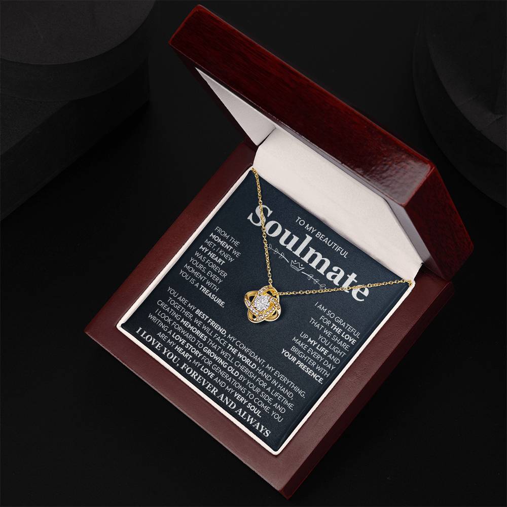 To My Beautiful Soulmate Necklace for Women, Girlfriend- My Soulmate Love Knot Necklace Gifts for Her Anniversary Future Wife You Are My Best Friend Girl Friend Necklace with Card & Box