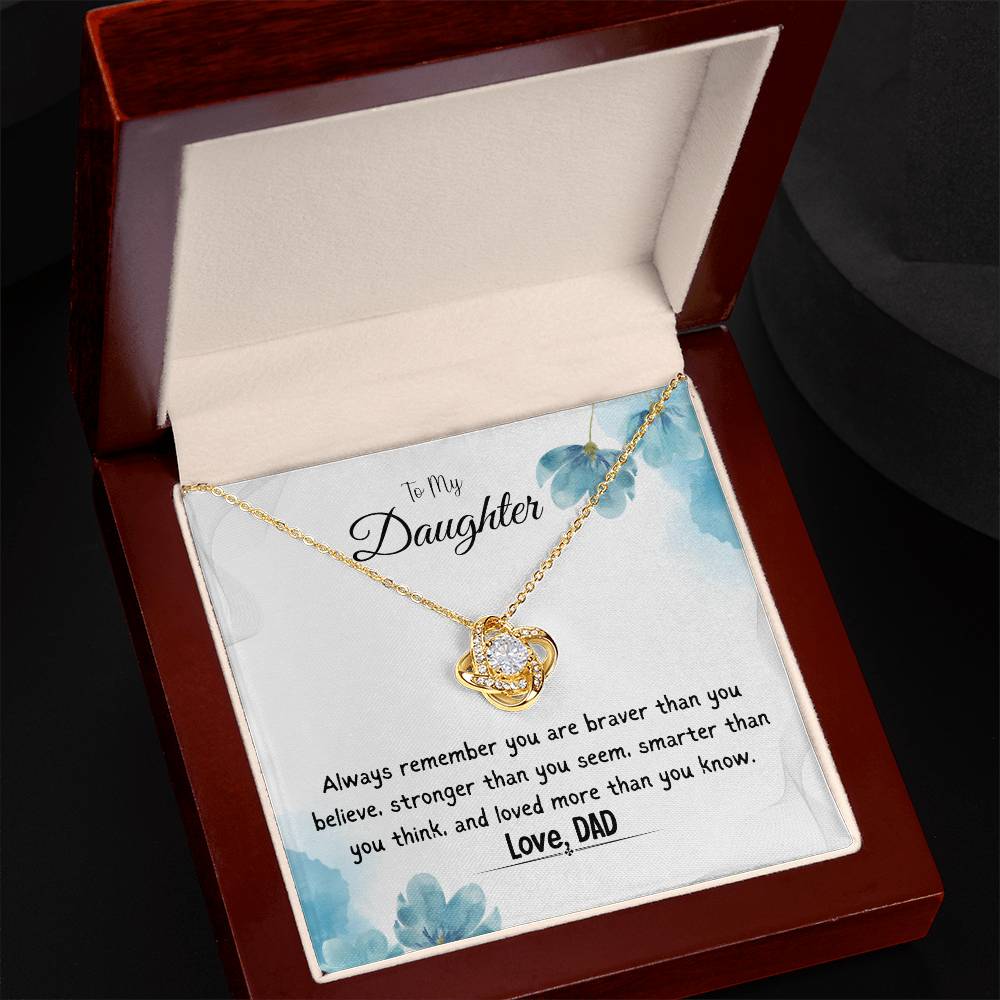 To My Daughter Love Knot Necklace Gift From Dad, With Message Card  - 