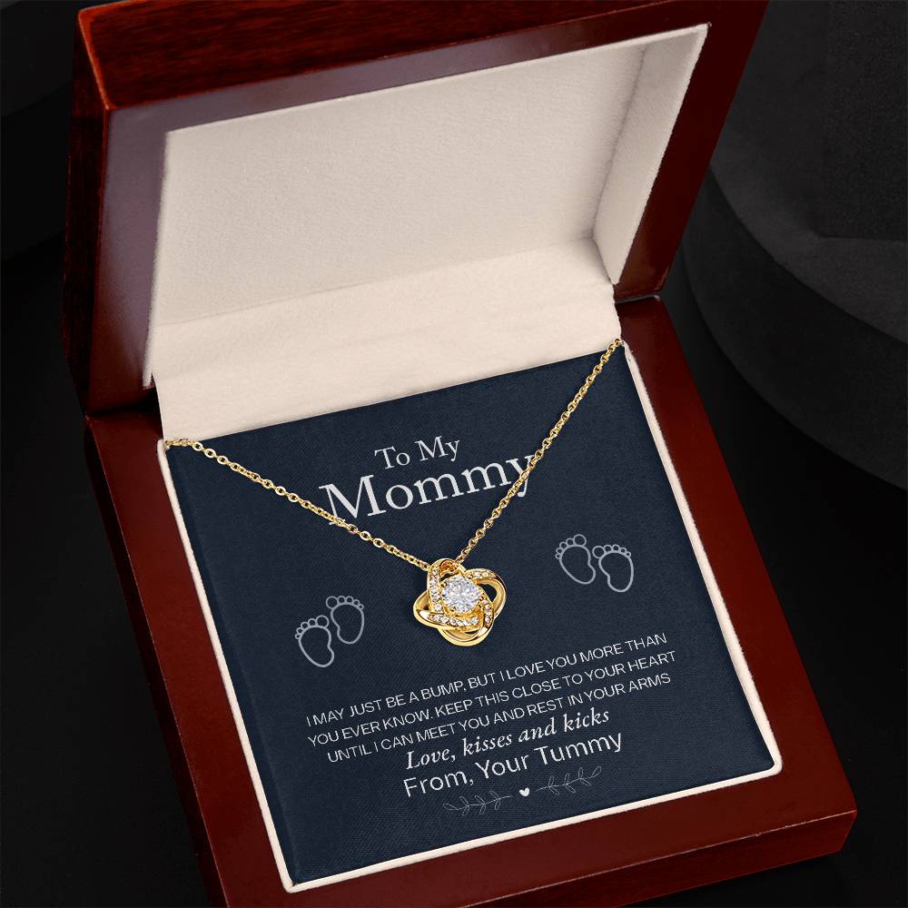 To My Mommy, Love From Your Tummy -Love Knot Necklace