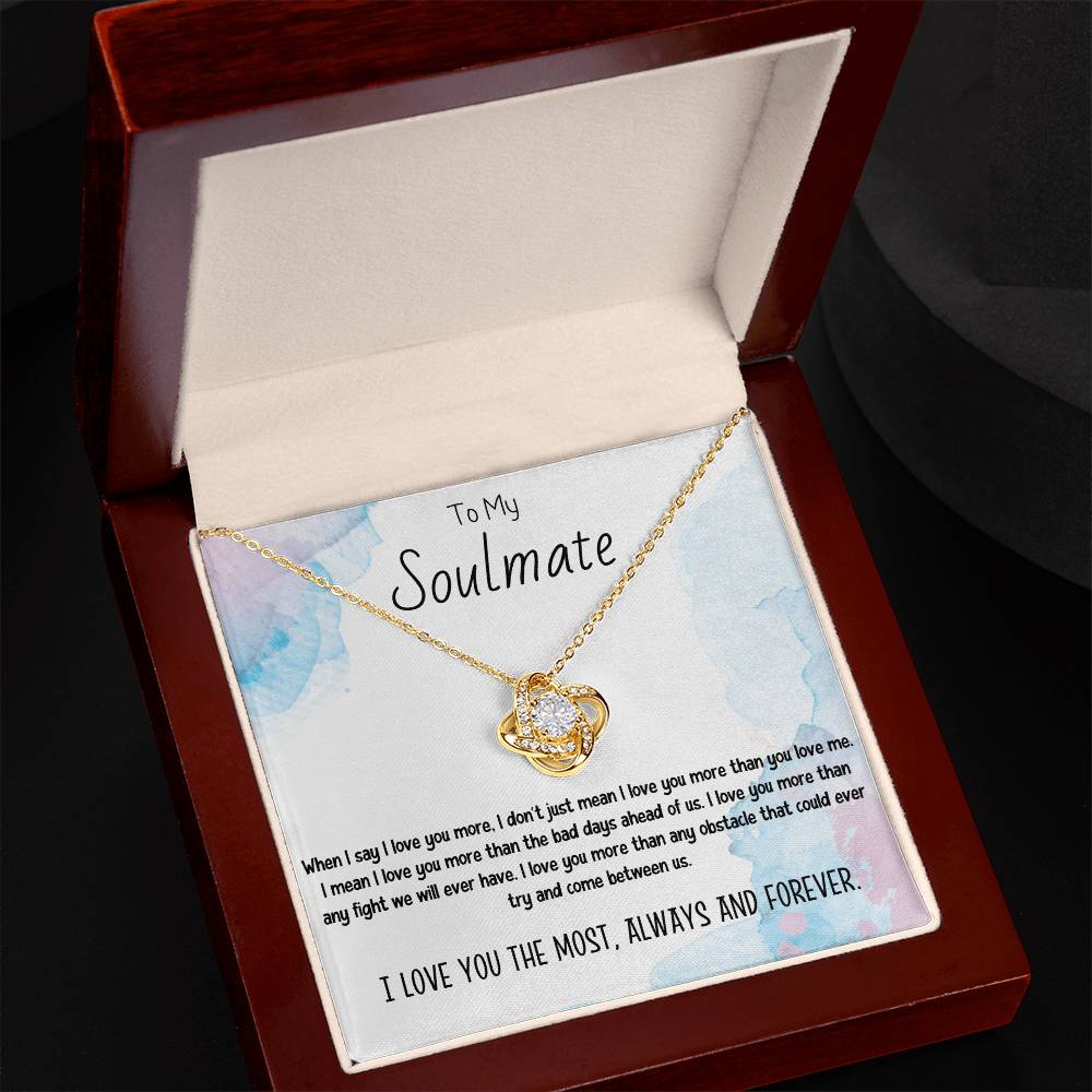 To My Soulmate Necklace for Women Gift From Husband Say I Love You The Most - My Soulmate Love Knot Necklace Gifts for Her Anniversary Future Wife Necklace Romantic Gifts For My Wife with Card & Box