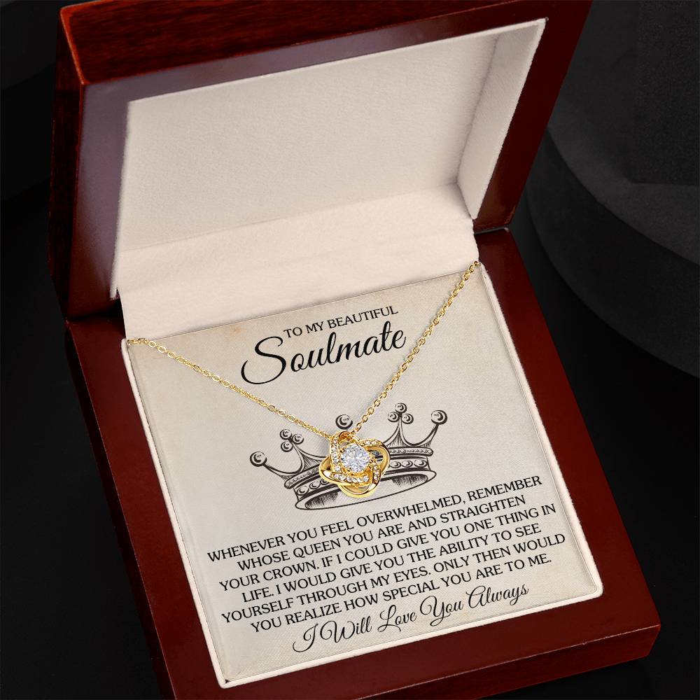 To My Beautiful Soulmate Necklace for Women, Girlfriend- My Soulmate Love Knot Necklace Gifts for Her Anniversary Future Wife Special You Are to Me Girl Friend Necklace with Card & Box