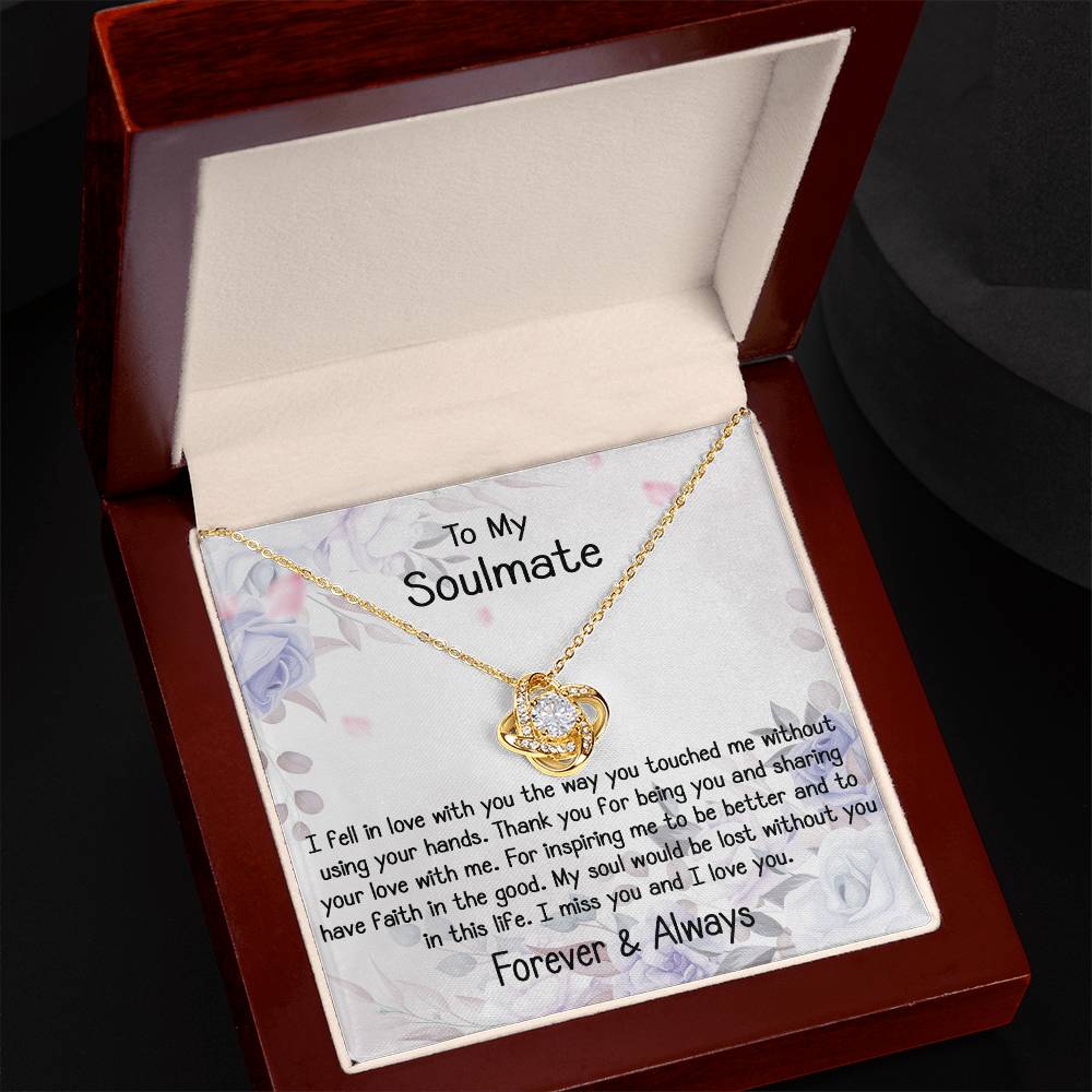 To My Soulmate Gift Love Knot Silver Necklace With Beautiful Message C