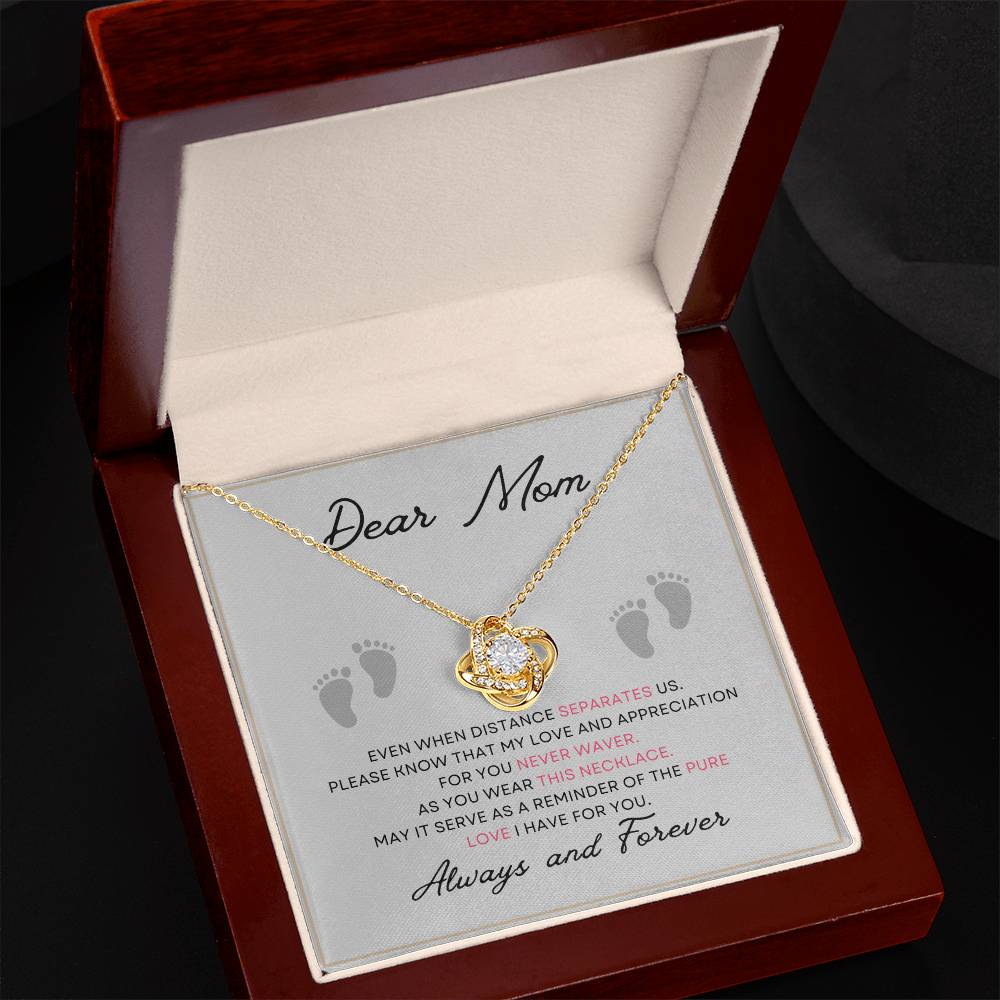 Dear Mom Pure Love You Card Gift Love Knot Necklace From Daughter With Message Card Mother's Day Necklace Gift for Mom, Mother Necklace, Mom Birthday Present From Daughter