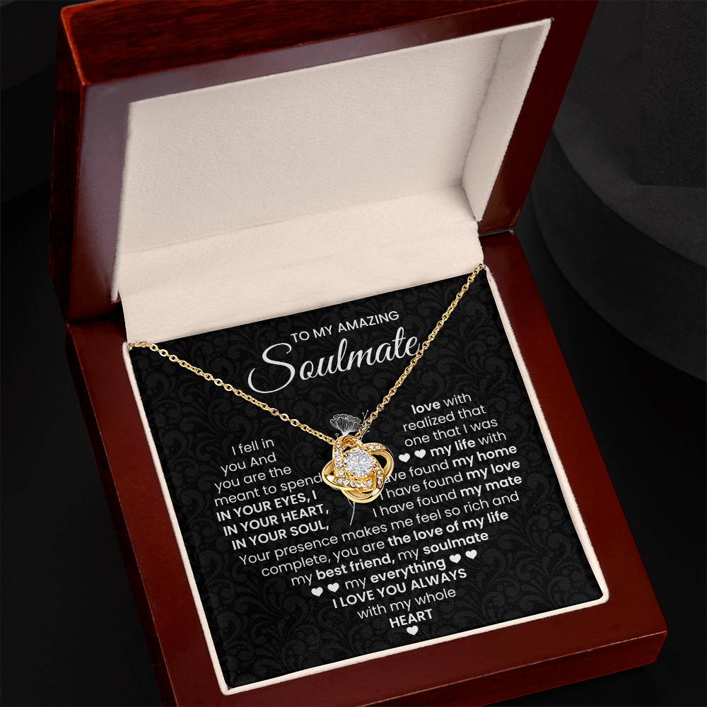 To My Amazing Soulmate Necklace for Women, Girlfriend- My Soulmate Love Knot Necklace Gifts for Her Anniversary Future Wife I Love You Always Girl Friend Necklace with Card & Box