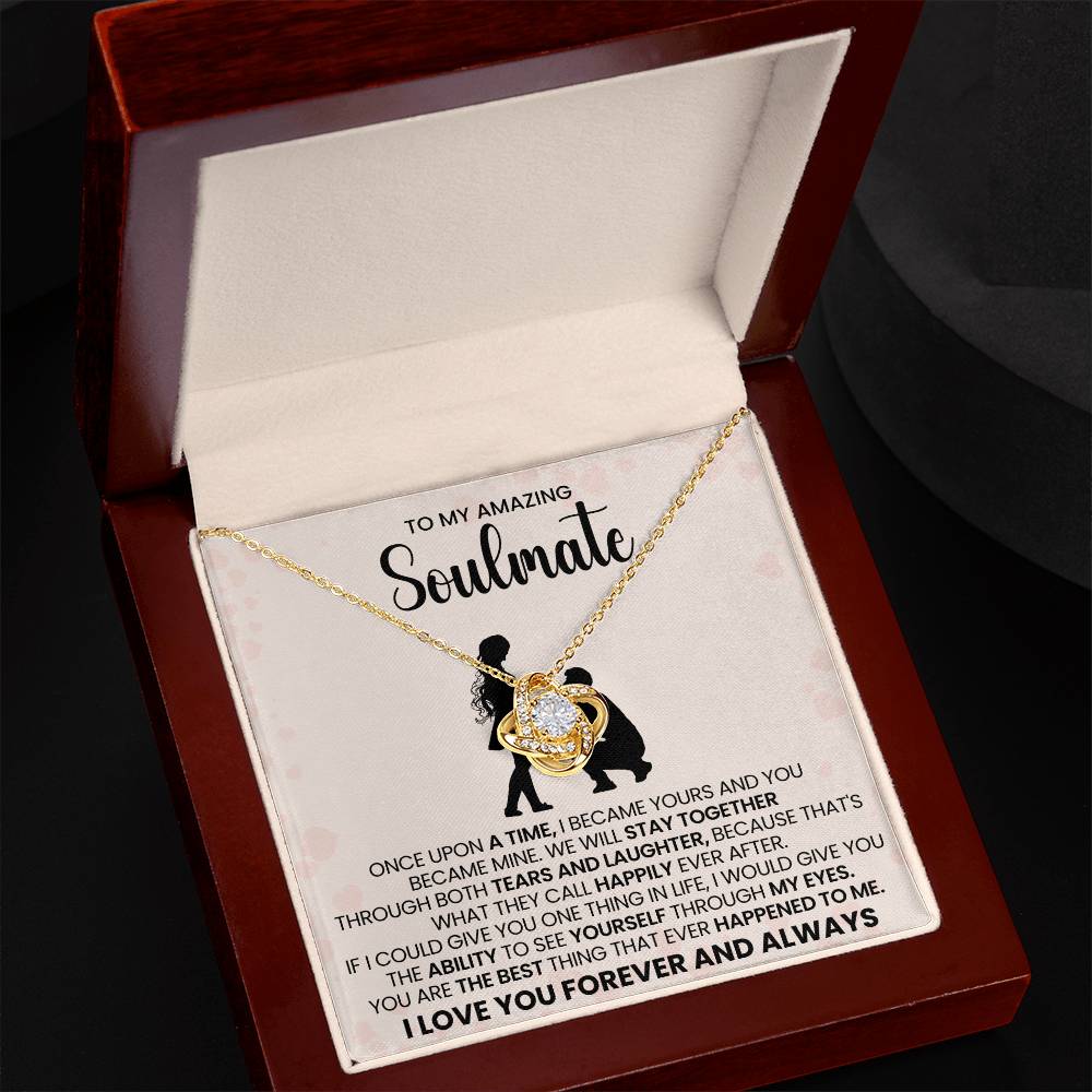 o My Beautiful Soulmate Necklace for Women, Girlfriend- My Soulmate Love Knot Necklace Gifts for Her Anniversary Future Wife You are The Best Happened to Me Girl Friend Necklace with Card & Box